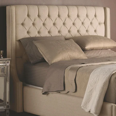 Queen Upholstered Headboard with Button Tufting